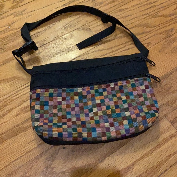 Handbags - Women’s Black with Square Colorful Design Shoulder Bag